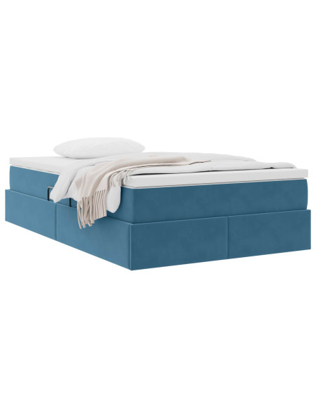 Letto con contenitore e materasso Blu 120 x 190 cm Velluto