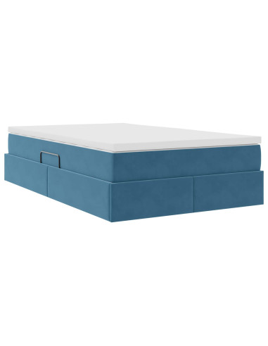 Letto con contenitore e materasso Blu 120 x 190 cm Velluto