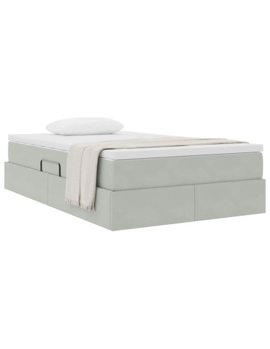 Letto con contenitore e materasso Grigio chiaro 120 x 200 cm
