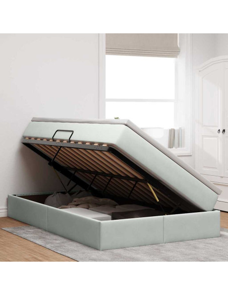 Letto con contenitore e materasso Grigio chiaro 120 x 200 cm