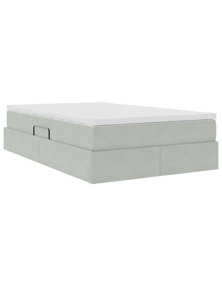 Letto con contenitore e materasso Grigio chiaro 120 x 200 cm