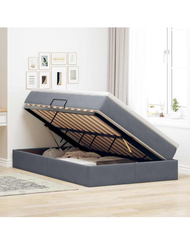 Letto con contenitore e materasso Grigio scuro 120 x 200 cm