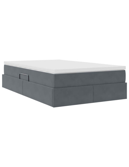Letto con contenitore e materasso Grigio scuro 120 x 200 cm