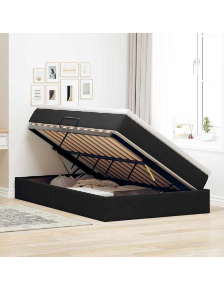 Letto con contenitore e materasso Nero 120 x 200 cm Velluto