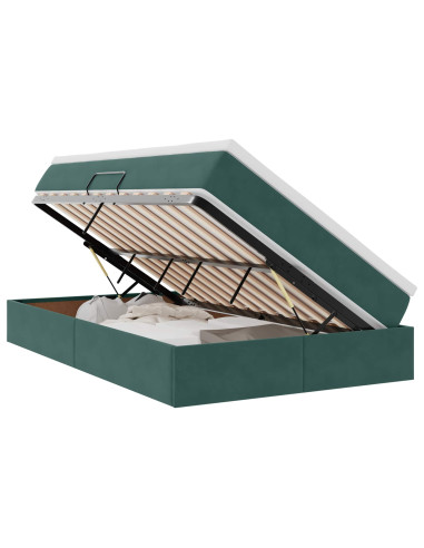 Letto con contenitore e materasso Verde Scuro 120 x 200 cm