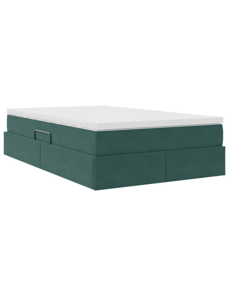 Letto con contenitore e materasso Verde Scuro 120 x 200 cm