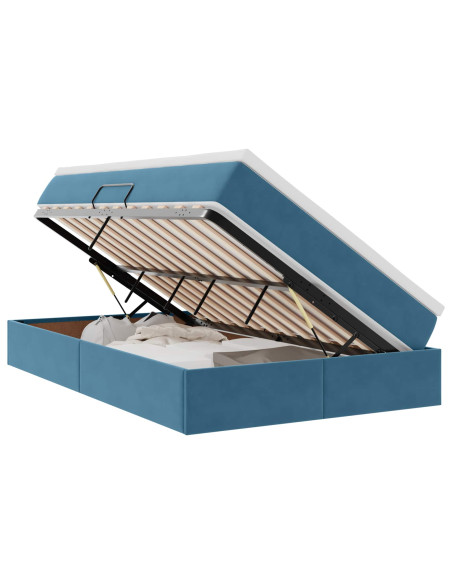 Letto con contenitore e materasso Blu Scuro 120 x 200 cm