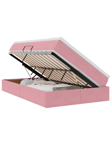 Letto con contenitore e materasso Rosa 120 x 200 cm Velluto