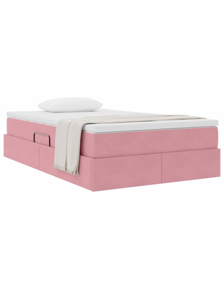 Letto con contenitore e materasso Rosa 120 x 200 cm Velluto