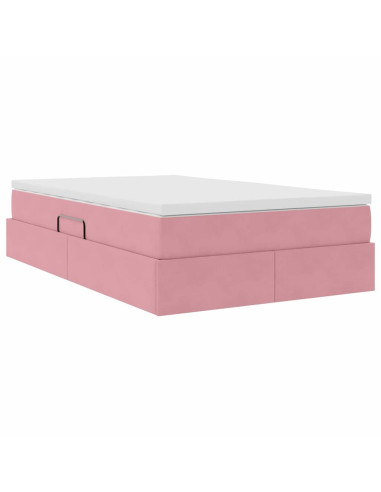 Letto con contenitore e materasso Rosa 120 x 200 cm Velluto