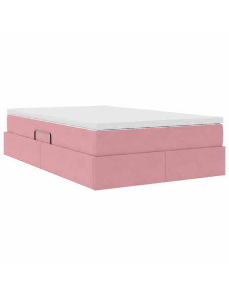 Letto con contenitore e materasso Rosa 120 x 200 cm Velluto