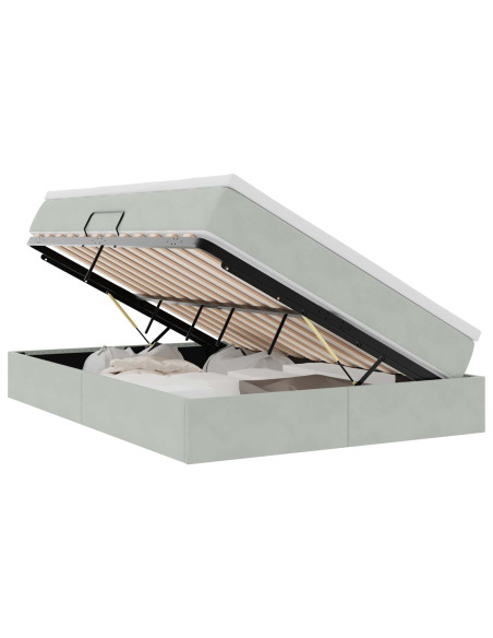 Letto con contenitore e materasso Grigio chiaro 140 x 190 cm