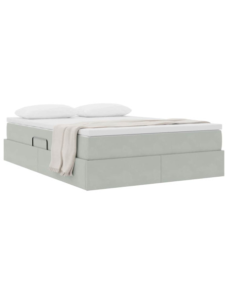 Letto con contenitore e materasso Grigio chiaro 140 x 190 cm