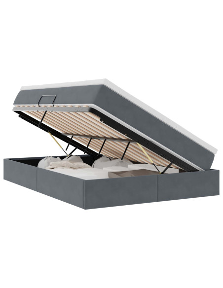 Letto con contenitore e materasso Grigio scuro 140 x 190 cm