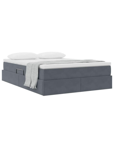 Letto con contenitore e materasso Grigio scuro 140 x 190 cm