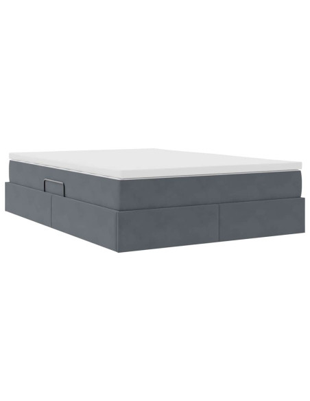 Letto con contenitore e materasso Grigio scuro 140 x 190 cm