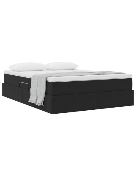 Letto con contenitore e materasso Nero 140 x 190 cm Velluto