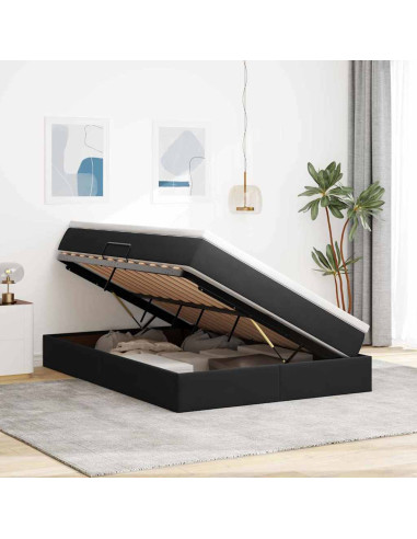 Letto con contenitore e materasso Nero 140 x 190 cm Velluto