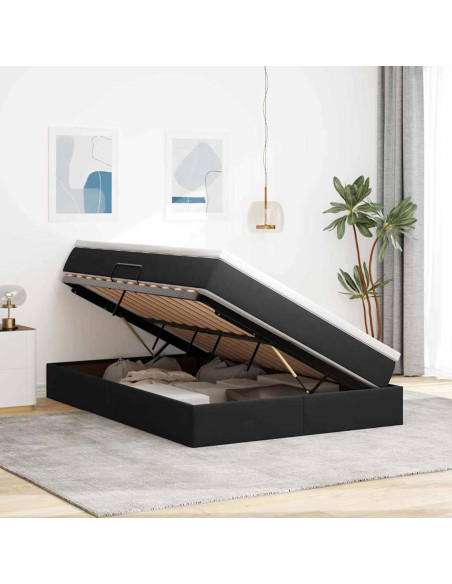 Letto con contenitore e materasso Nero 140 x 190 cm Velluto