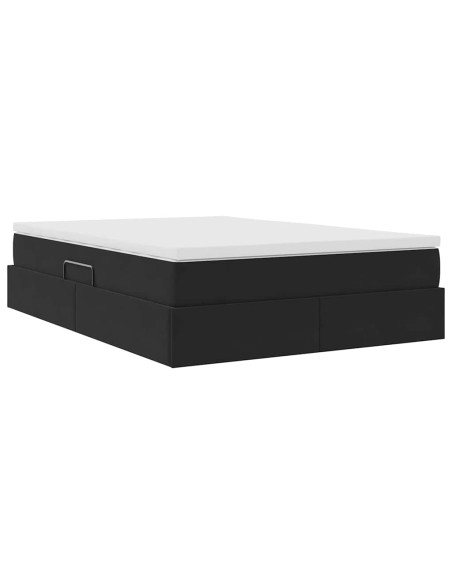Letto con contenitore e materasso Nero 140 x 190 cm Velluto