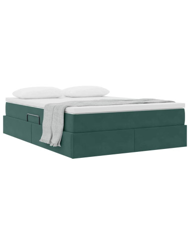 Letto con contenitore e materasso Verde Scuro 140 x 190 cm