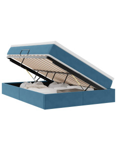 Letto con contenitore e materasso Blu Scuro 140 x 190 cm 2