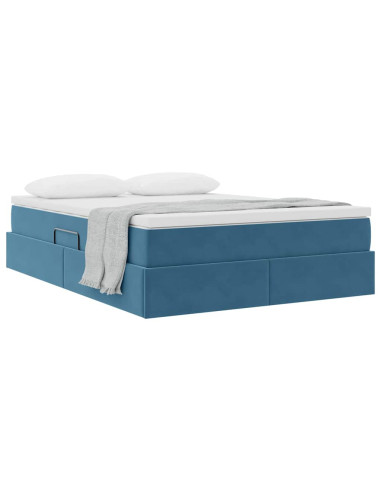 Letto con contenitore e materasso Blu Scuro 140 x 190 cm