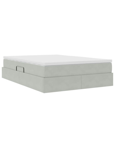 Letto con contenitore e materasso Grigio chiaro 140 x 200 cm