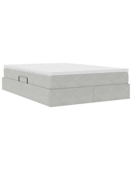Letto con contenitore e materasso Grigio chiaro 140 x 200 cm