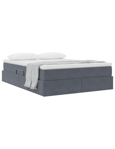Letto con contenitore e materasso Grigio scuro 140 x 200 cm