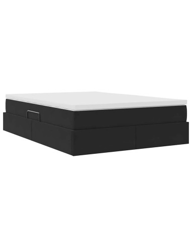 Letto con contenitore e materasso Nero 140 x 200 cm Velluto