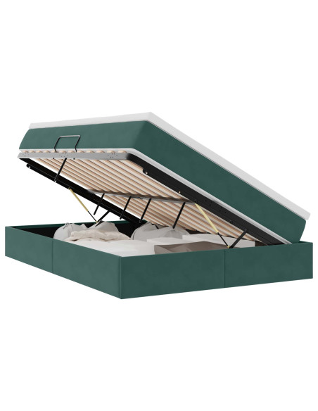 Letto con contenitore e materasso Verde Scuro 140 x 200 cm
