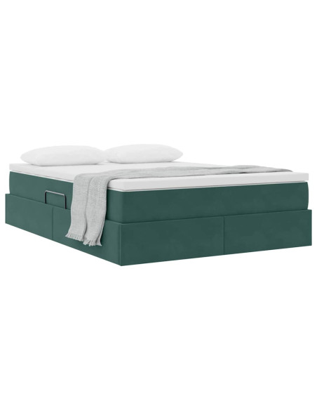 Letto con contenitore e materasso Verde Scuro 140 x 200 cm