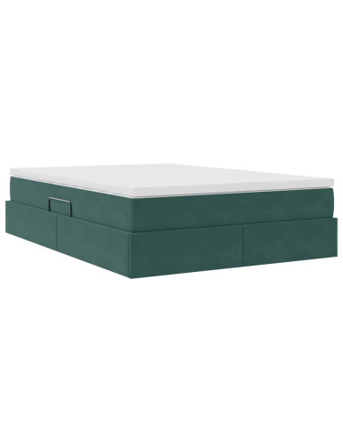 Letto con contenitore e materasso Verde Scuro 140 x 200 cm