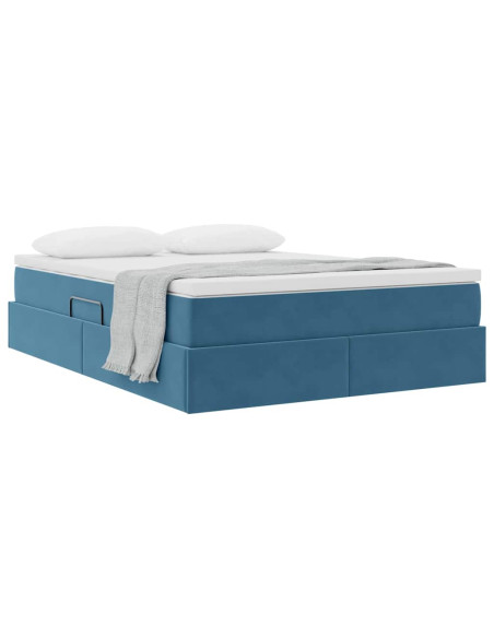 Letto con contenitore e materasso Blu Scuro 140 x 200 cm