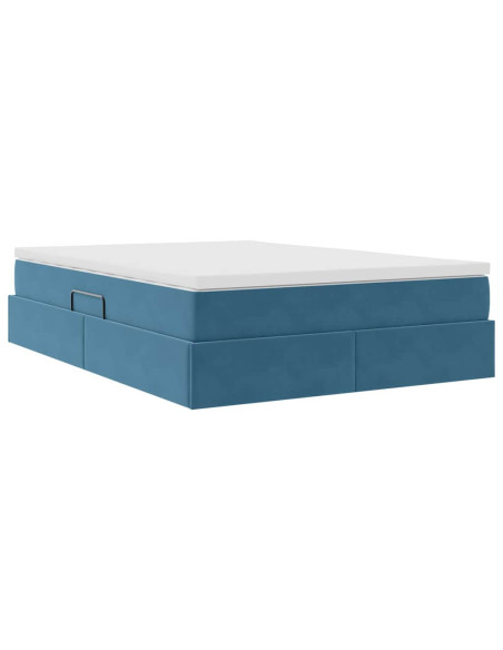 Letto con contenitore e materasso Blu Scuro 140 x 200 cm