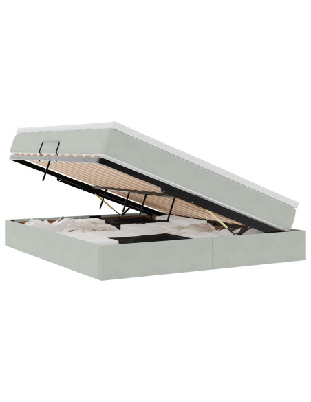 Letto con contenitore e materasso Grigio chiaro 160 x 200 cm