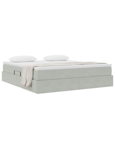 Letto con contenitore e materasso Grigio chiaro 160 x 200 cm