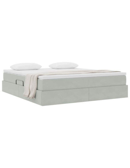 Letto con contenitore e materasso Grigio chiaro 160 x 200 cm
