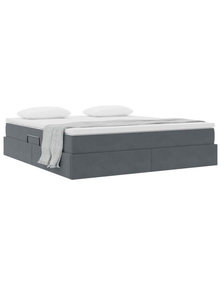 Letto con contenitore e materasso Grigio scuro 160 x 200 cm