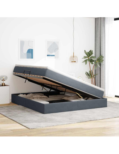 Letto con contenitore e materasso Grigio scuro 160 x 200 cm
