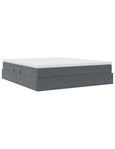 Letto con contenitore e materasso Grigio scuro 160 x 200 cm