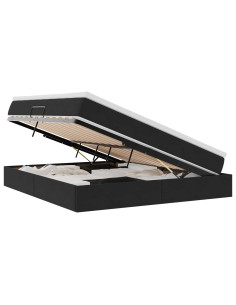 Letto con contenitore e materasso Nero 160 x 200 cm Velluto 2