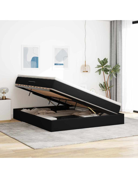 Letto con contenitore e materasso Nero 160 x 200 cm Velluto