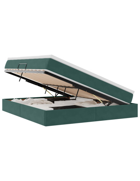 Letto con contenitore e materasso Verde Scuro 160 x 200 cm