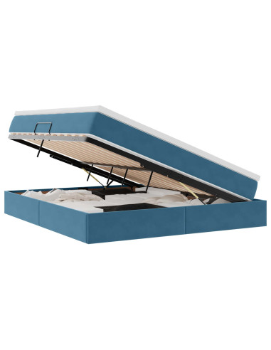 Letto con contenitore e materasso Blu Scuro 160 x 200 cm
