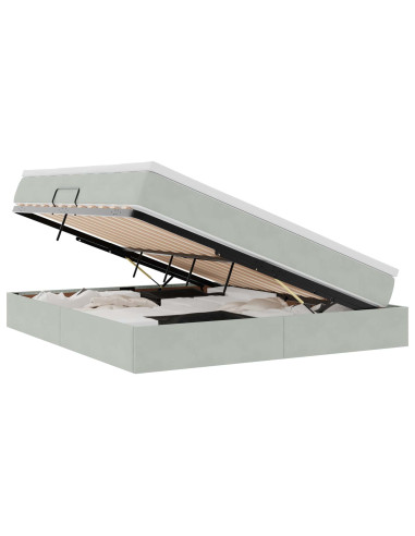 Letto con contenitore e materasso Grigio chiaro 180 x 200 cm