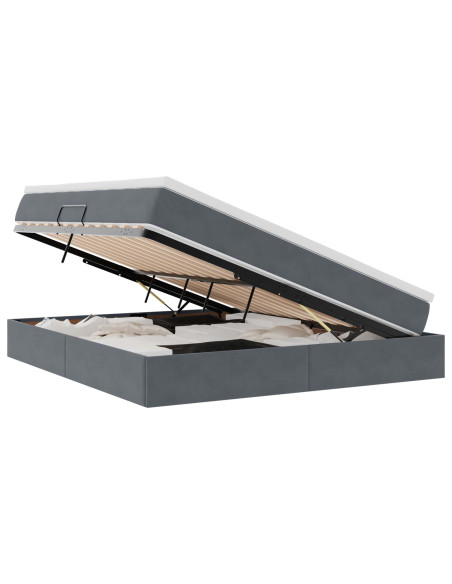 Letto con contenitore e materasso Grigio scuro 180 x 200 cm