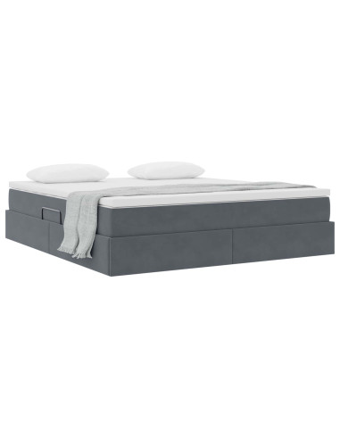 Letto con contenitore e materasso Grigio scuro 180 x 200 cm
