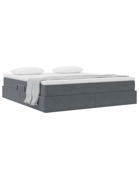 Letto con contenitore e materasso Grigio scuro 180 x 200 cm